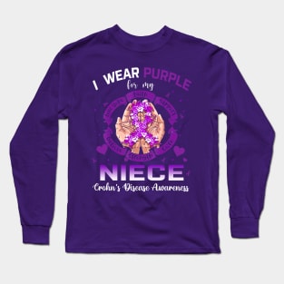 I Wear Purple For My Niece Crohn's Disease Awareness Long Sleeve T-Shirt